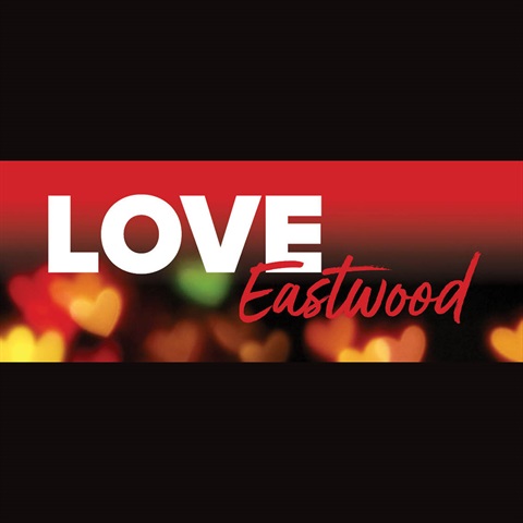 Black and red background with letters saying 'Love Eastwood'