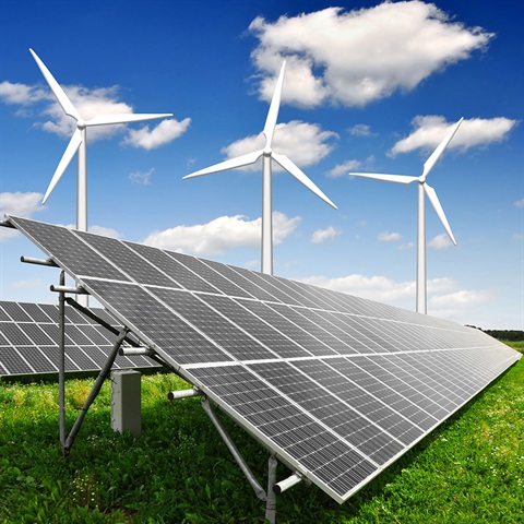 Solar panels and windmills
