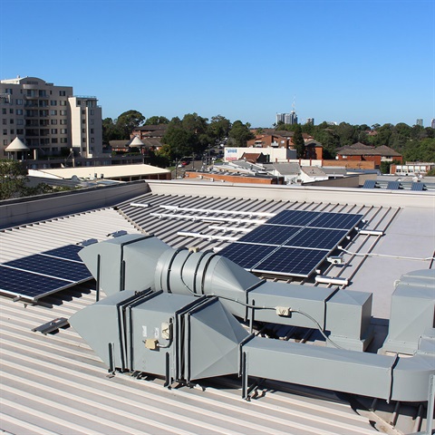 Solar panels on roof of West Ryde Community Centre