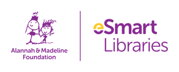 Alannah and Madeline Foundation logo with 'eSmart Libraries' wording
