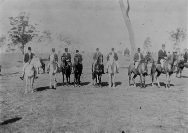 Ready for the Hunt at Eastwood House. Edward Terry, his wife Isabel and their family lived at Eastwood House from the 1860s. The estate initially consisted of 90 acres but was expanded with the purchase of an adjoining 170 acres to the north. Edward Terry, Ryde’s first mayor, is third from the left. Ryde Library Service. Acc. 5004403. Terry family / 10