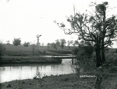 Eastwood Lake, 1912. Looking more like a country town than a suburb of Sydney, this is an idyllic view of the area in the vicinity of what is now Eastwood Park and Eastwood Library. Ryde Library Service. Acc. 4969464. Eastwood / 3.