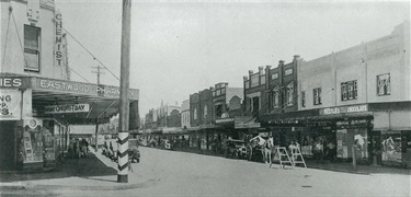 View of Eastwood Shopping Centre, Rowe Street, 1939. Many of the buildings visible in this photograph can still be seen in Eastwood today, though you’re not likely to see a horse in Rowe Street. Ryde Library Service. Acc. 4969820. Eastwood / 9.