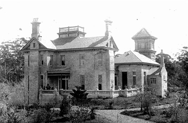 Lauriston, Victoria Road c.1890. This mansion was located on the south side of Victoria Road, on the corner with Bowden Street, West Ryde. It was the home of the Shuttleworth family and later Irex Gorrie ran dancing classes from its ballroom. It is now the site of the Metro Motor Inn. Ryde Library Service. Acc. 5482658. Shuttleworth family / 2.