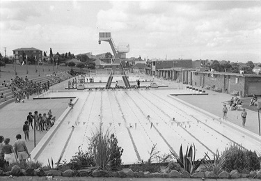 Ryde Swimming Centre, 1974. The Ryde Swimming Centre was officially opened on 11 November 1961. Consisting of five pools – main Olympic, diving, Olympic training t-shaped, learners’ & toddlers’ – it proved popular with locals. The riverside pools along the Parramatta River had ceased operating by the time of the opening. Ryde Library Service. Acc. 5485762. Ryde Swimming Centre / 2.