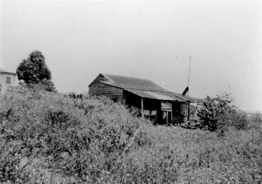 Chinese market gardeners’ house between Parkes Street and Dunbar Street, Ryde 1950s. From the 1880s there had been Chinese market gardens and gardeners in the Ryde Municipality. At their greatest extent in the 1930s there were such gardens in all of the suburbs of the then municipalities of Ryde and Eastwood. In this rare photo we see the market gardeners’ house. It was obviously washing day!. Ryde Library Service. Acc. 6324657. Parkes Street, Ryde / 23.