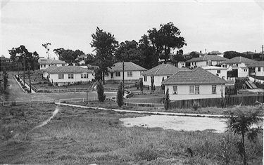 Ryde Council Housing Project no 1 Meadowbank, Lower Constitution Road, 1946. The Ryde Council Housing Project was an innovative scheme operated by the Municipality of Ryde after World War II. It aimed to provide architect designed homes at fixed interest rates to owner–occupiers. The original plan was to build 2500 homes, however, in the end the scheme completed 599 houses in 7 project areas before the alderman who championed the scheme were voted off Council. Ryde Library Service. Acc. 5788935. Ryde Council Housing Scheme / 22.