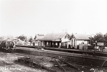 Ryde Railway Station. Unknown date. This station was one of the original stations when the northern line was built from Homebush to Waratah. It was originally called Ryde Station and the name was not officially changed to West Ryde Station until 1945. Ryde District Historical Society. Image 6198; negative 238/1.