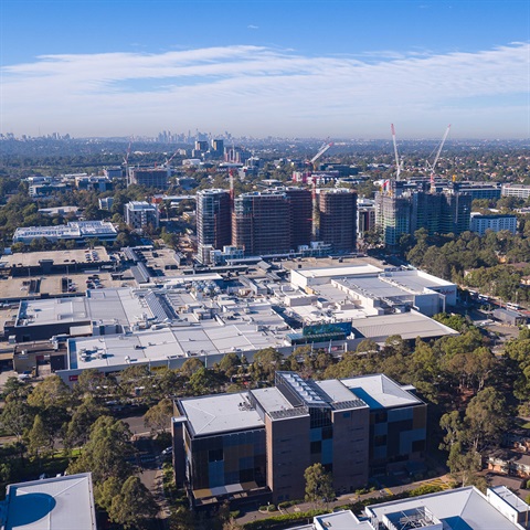 Aerial of Macquarie Park along Herring Road