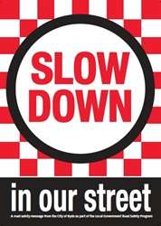 slow down in our street sticker