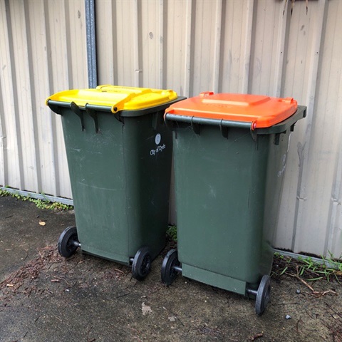 Commercial waste bins outside