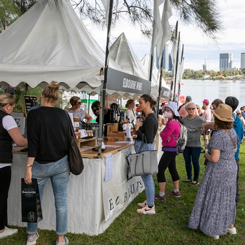 People standing by food stall