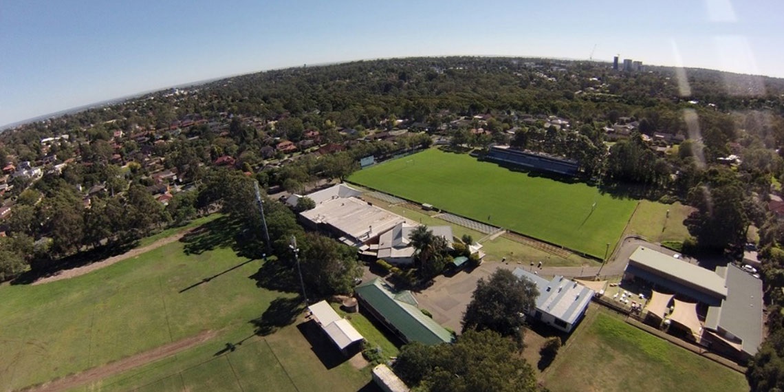 Aerial shot of TG Millner fields and surrounds