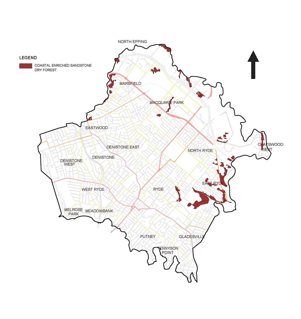 Coastal enriched sandstone dry forest map