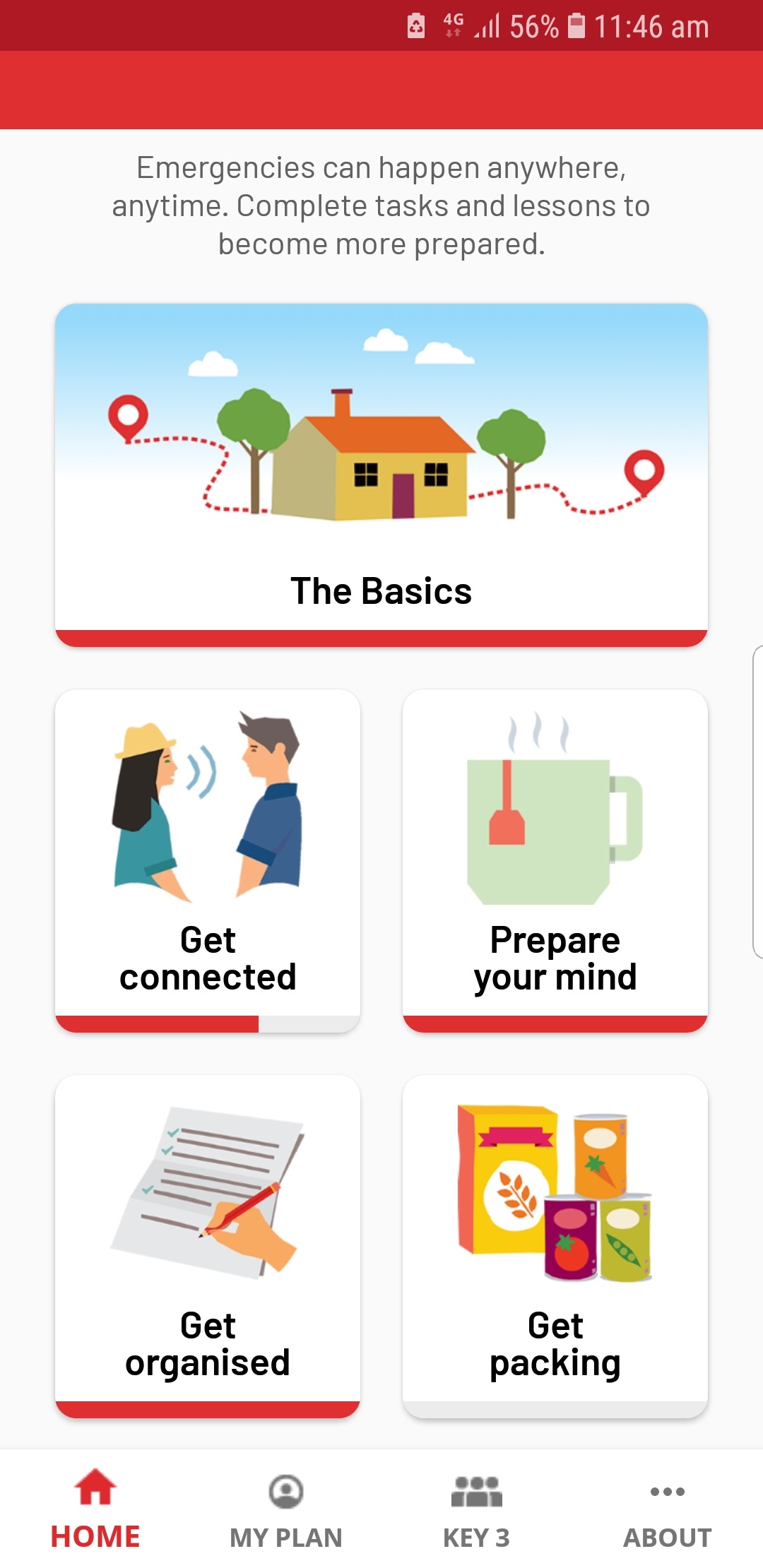 Screenshot of Get Prepared app in use