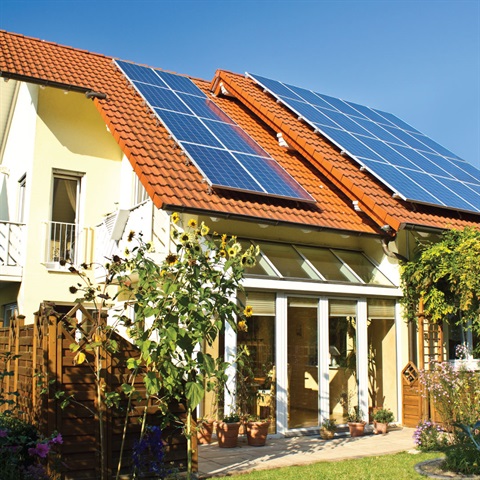 Solar panels on a house