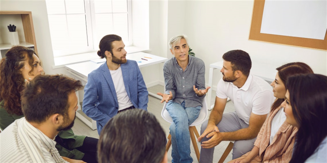 Group of people having a discussion