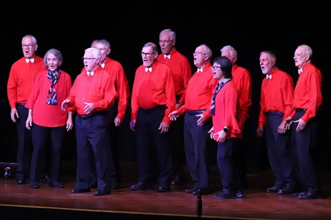 Choral group performing on stage