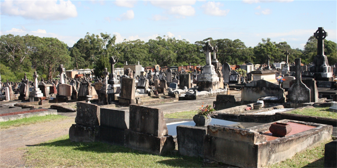 View of Field of Mars Cemetery, with many tombstones and graves.