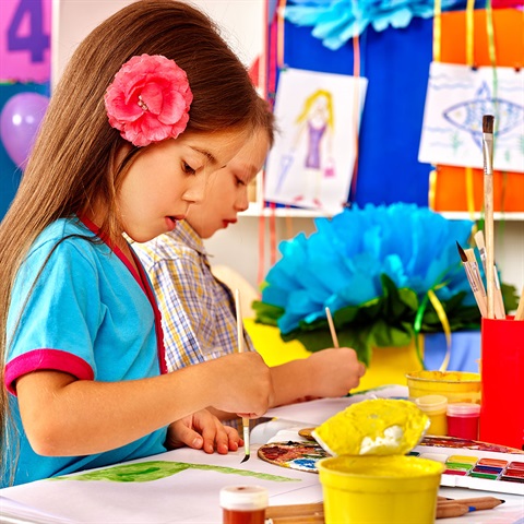 Children doing crafts