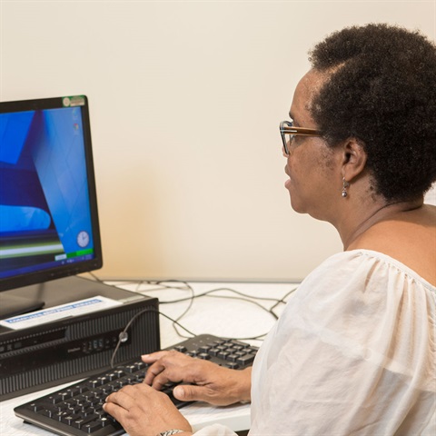 Woman using computer