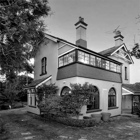Corner view of a double storey house