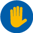 Yellow hand on blue background