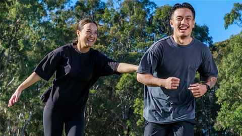 Man and woman exercising