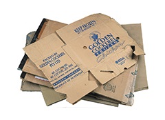 Flattened cardboard boxes