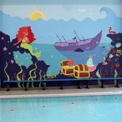 Underwater themed mural at the RALC by staff