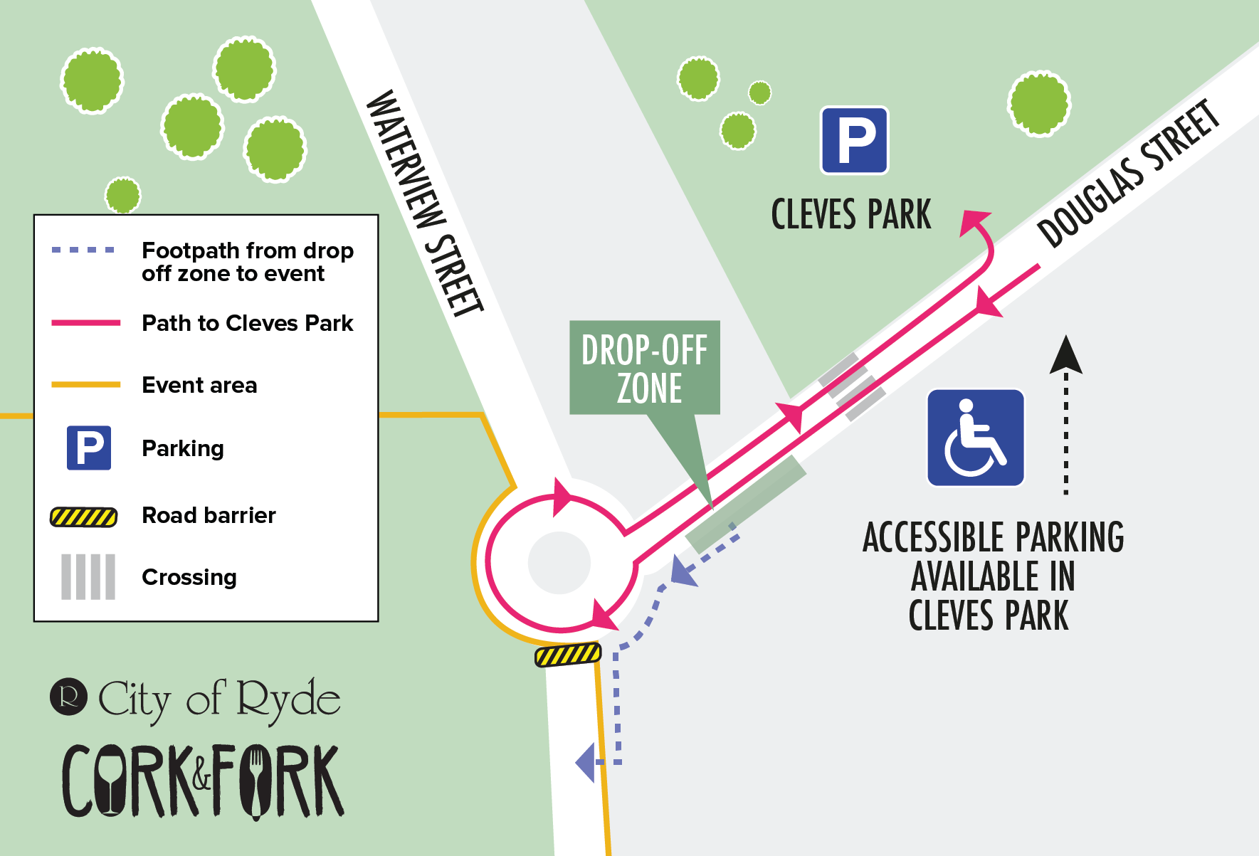 Cork & Fork 2024 Accessible Parking map