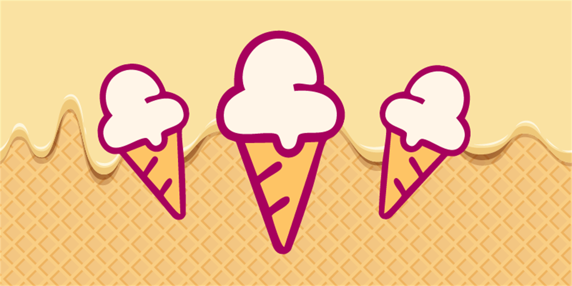 Ice cream and ice cream cone pattern overlayed with ice cream icons
