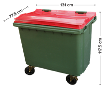 Image of a 600L Recycling, Waste and Garden Organics Bin